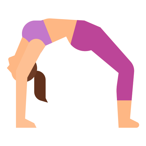 Illustration de la posture du pont complet en yoga, femme en flexion arrière sur les mains et les pieds